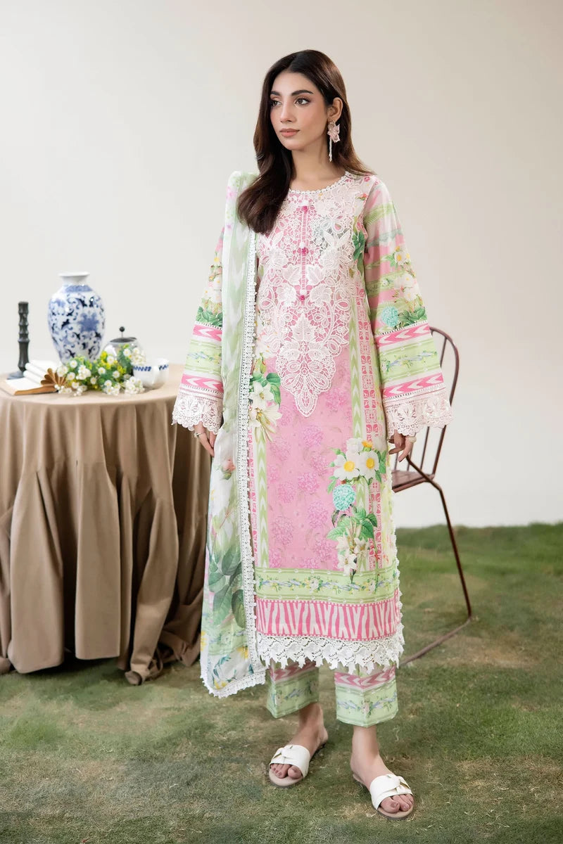 Adan's Libas Digitally Printed Lawn 3-Piece Suit - Soft Pink & Mint Green