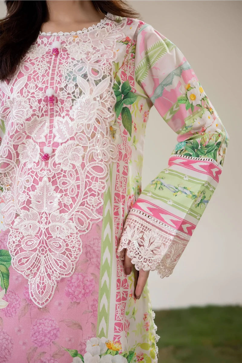 Adan's Libas Digitally Printed Lawn 3-Piece Suit - Soft Pink & Mint Green