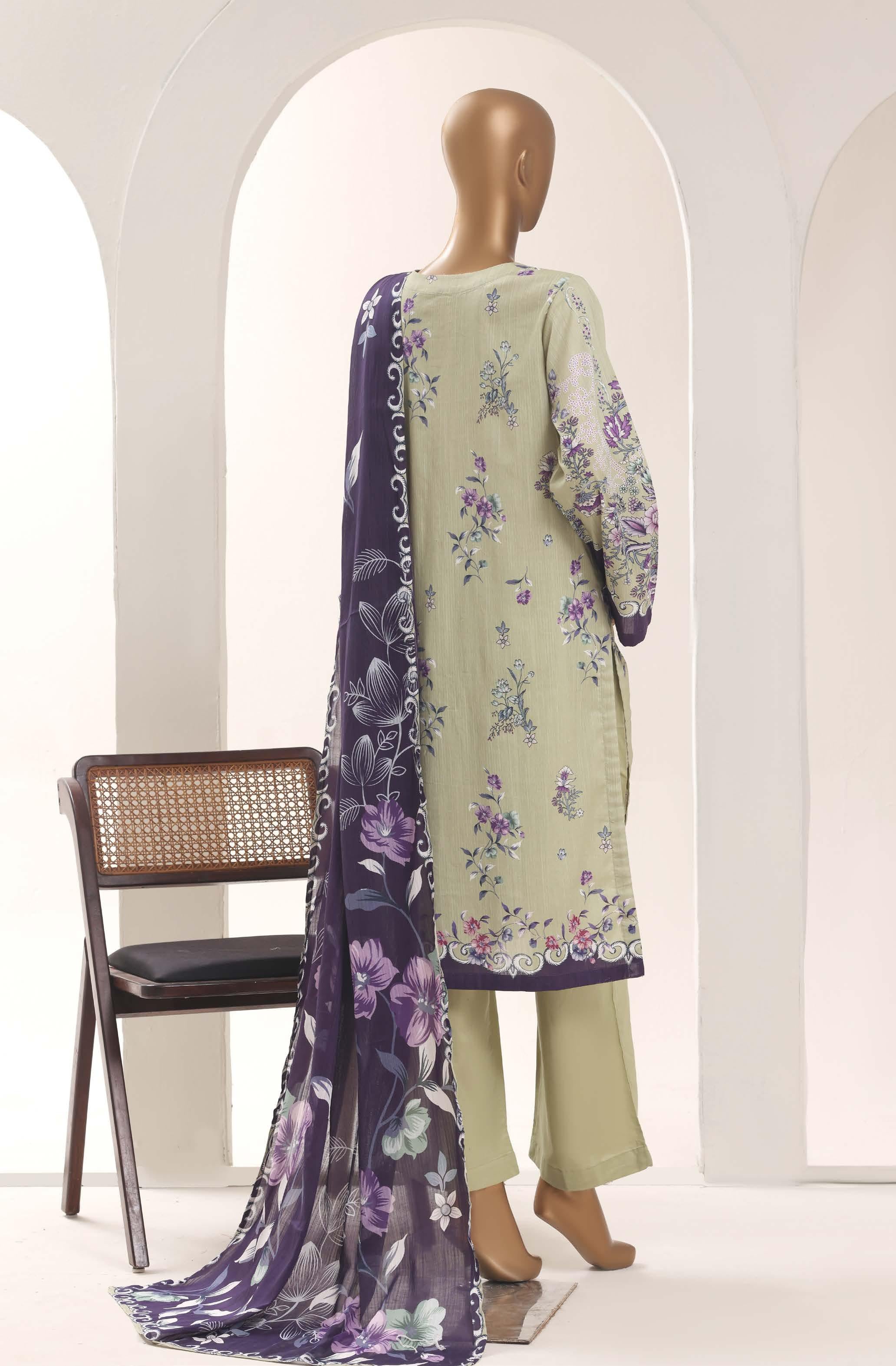 SADABAHAR Printed Lawn 3 Piece Ready-to-Wear Pakistani Suit – Sage Green
