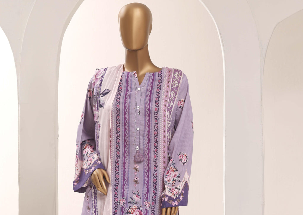 SADABAHAR Printed Lawn 3 Piece Ready-to-Wear Pakistani Suit – Lavender