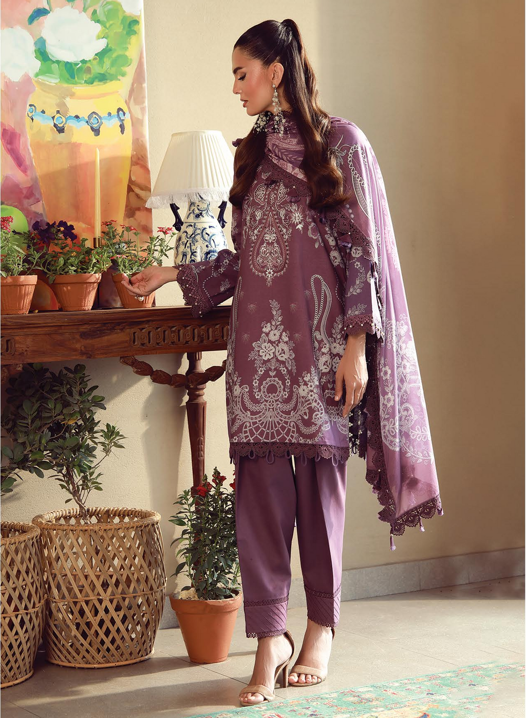JADE URBANE – Luxury Embroidered Lawn 3-Piece Ready-to-Wear Suit | Plum Purple