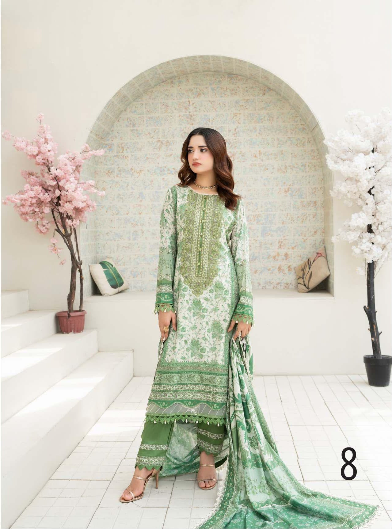 Gul Adhar Aarzoo Embroidered Premium Lawn 3-Piece Suit – Mint Green