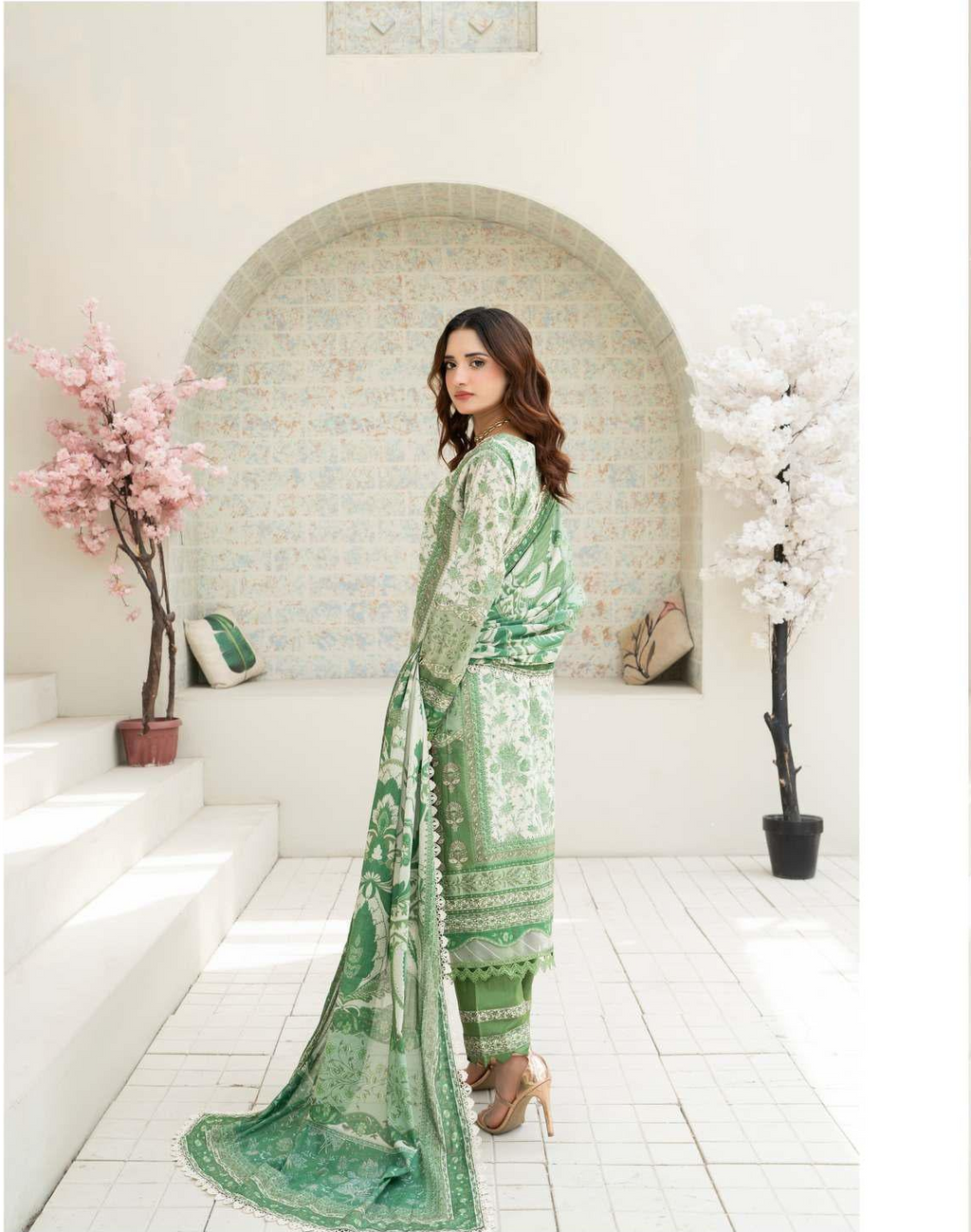 Gul Adhar Aarzoo Embroidered Premium Lawn 3-Piece Suit – Mint Green