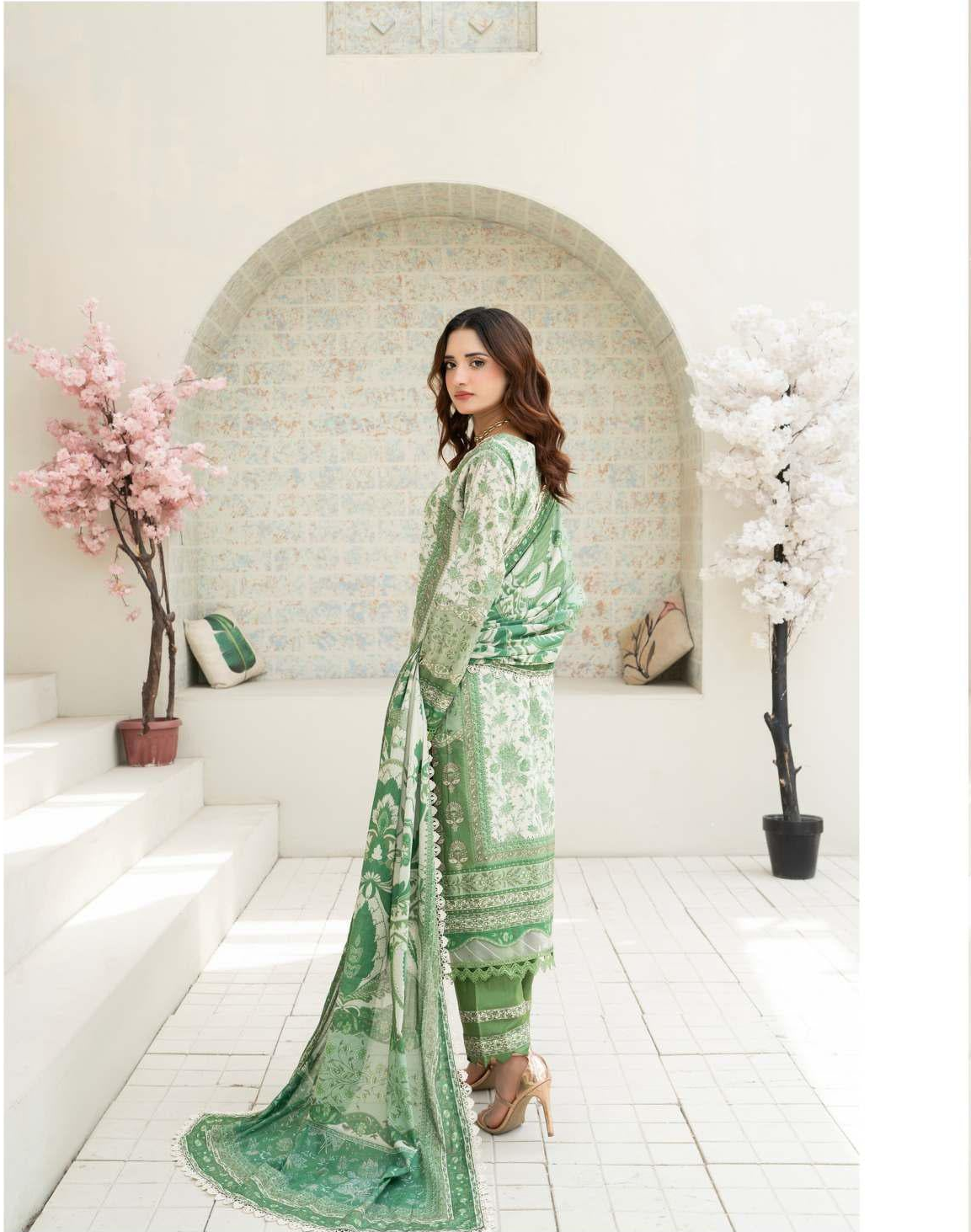 Gul Adhar Aarzoo Embroidered Premium Lawn 3-Piece Suit – Mint Green