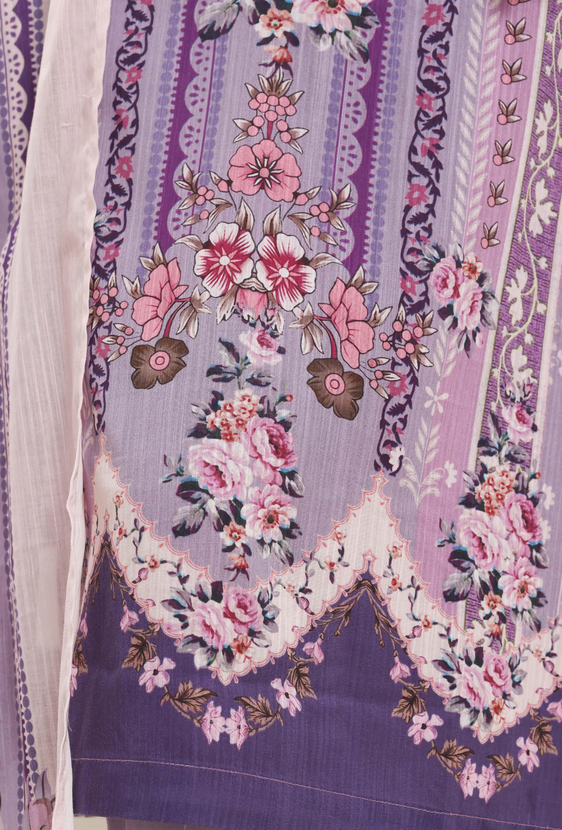 SADABAHAR Printed Lawn 3 Piece Ready-to-Wear Pakistani Suit – Lavender