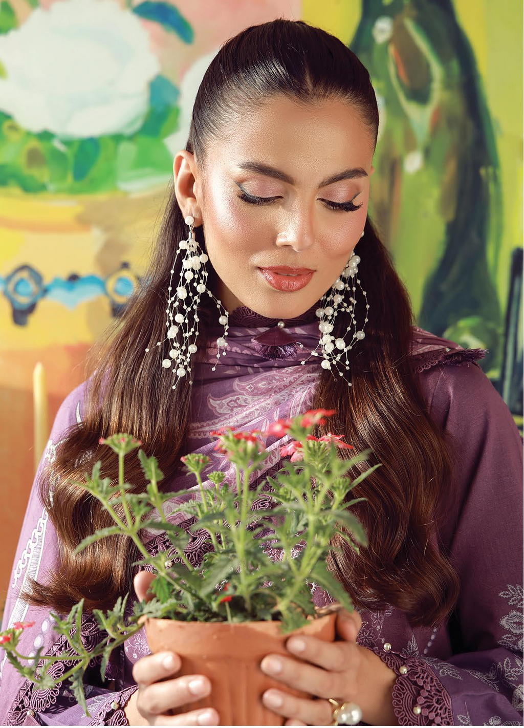 JADE URBANE – Luxury Embroidered Lawn 3-Piece Ready-to-Wear Suit | Plum Purple