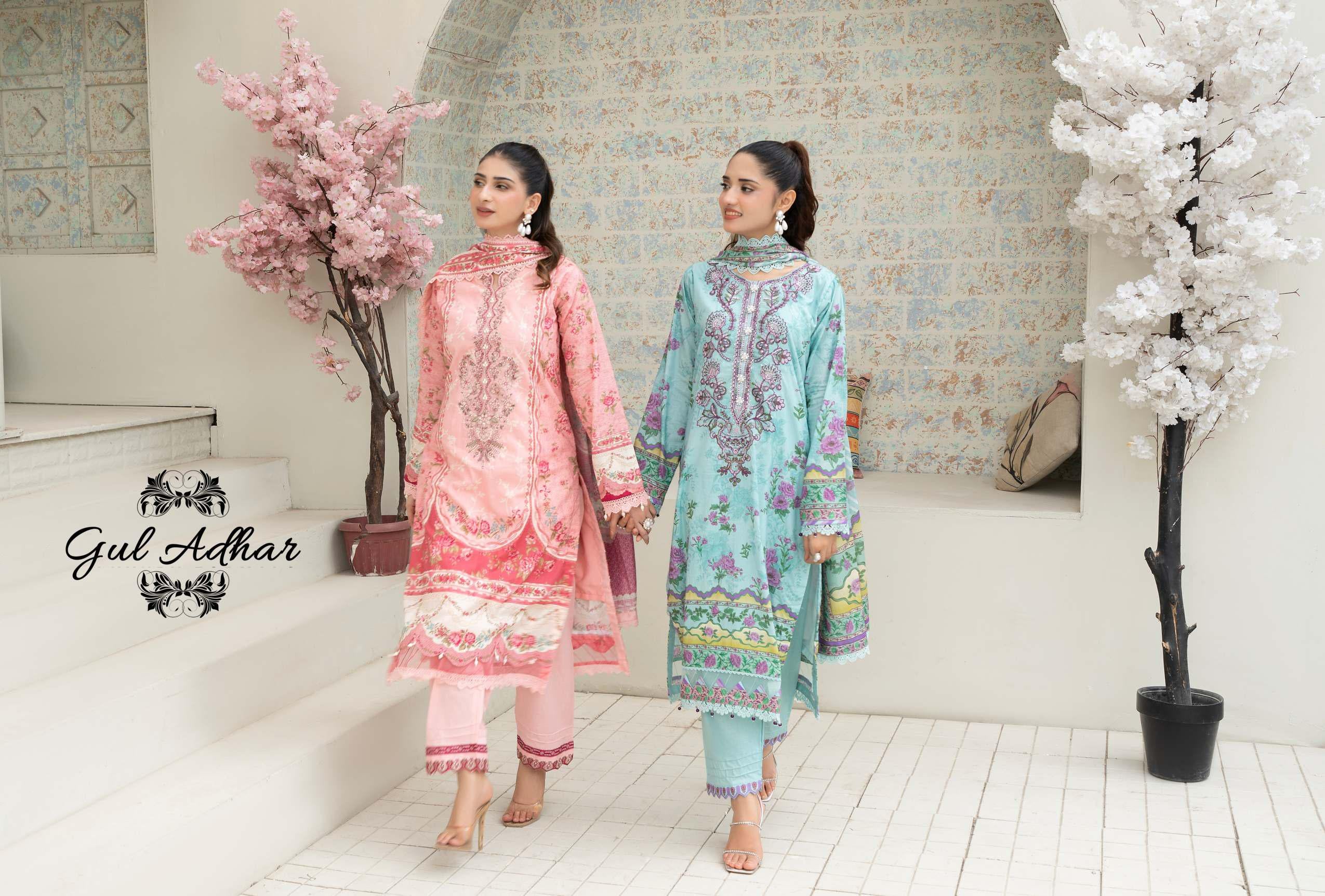 Gul Adhar Aarzoo Embroidered Premium Lawn 3-Piece Suit – Tea Pink & Peach