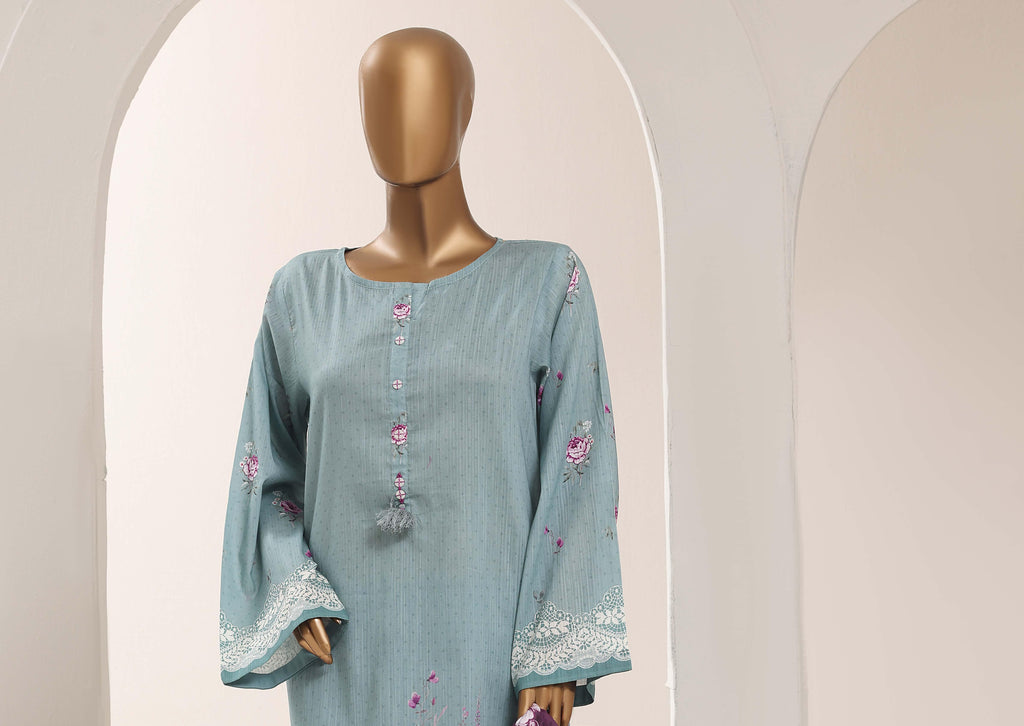 SADABAHAR Printed Lawn 3 Piece Ready-to-Wear Pakistani Suit – Steel Blue