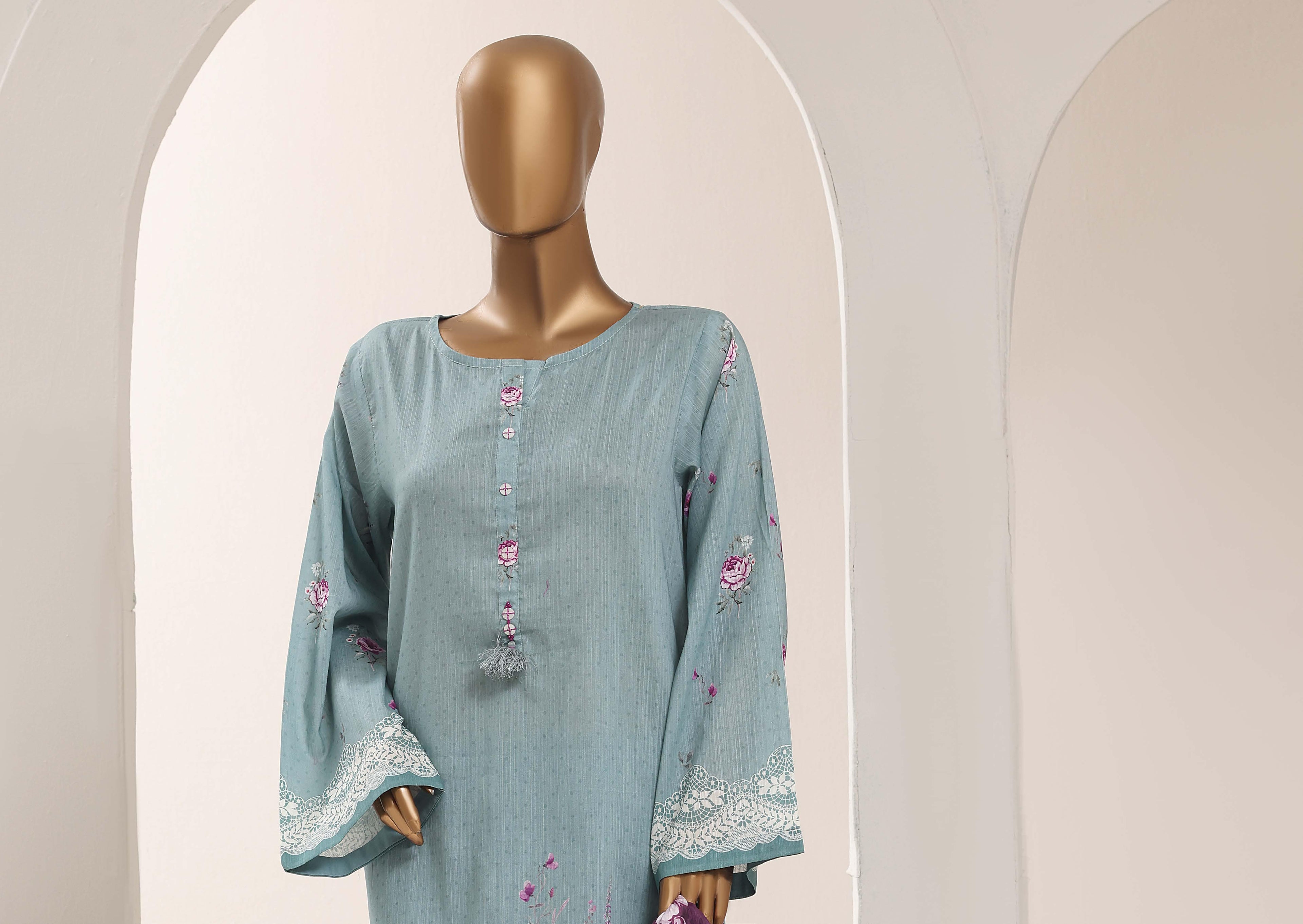 SADABAHAR Printed Lawn 3 Piece Ready-to-Wear Pakistani Suit – Steel Blue