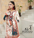 Gul Adhar Aarzoo Embroidered Premium Lawn 3-Piece Suit – Off-White & Rust