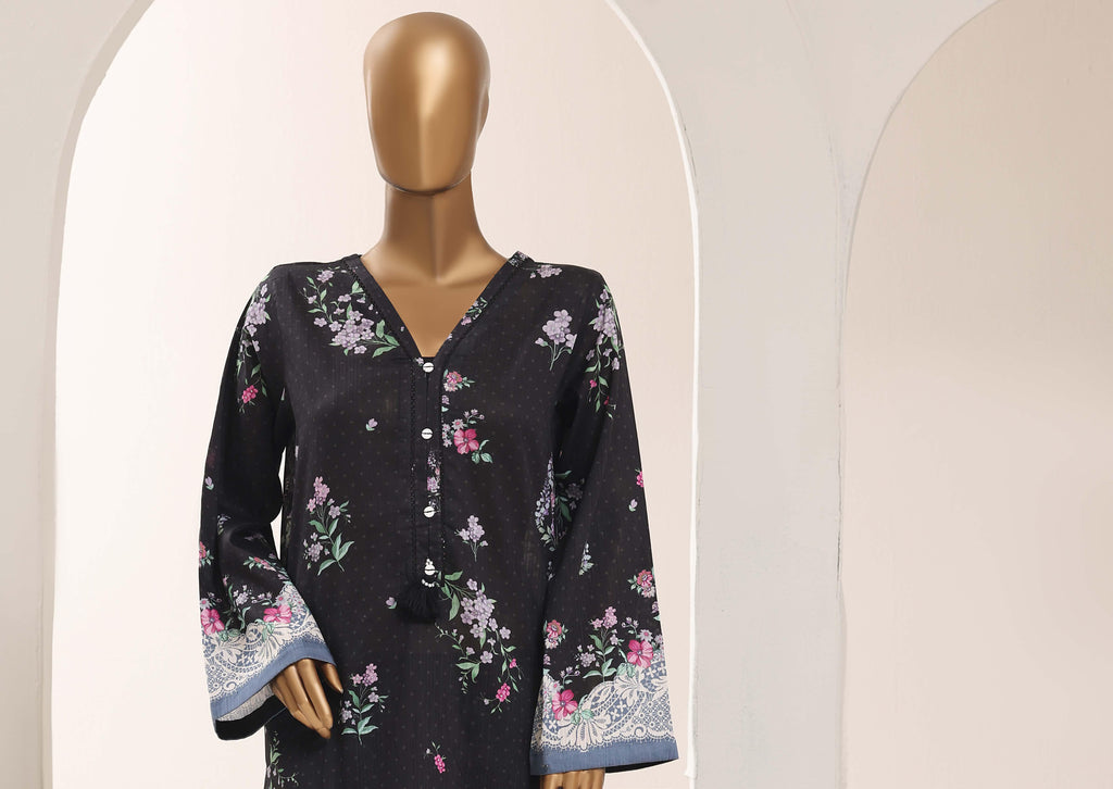 SADABAHAR Printed Lawn 3 Piece Ready-to-Wear Pakistani Suit – Jet Black
