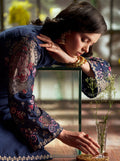 Zeenat Pret Silk Embroidered Stitched 3-Piece Suit - Navy Blue