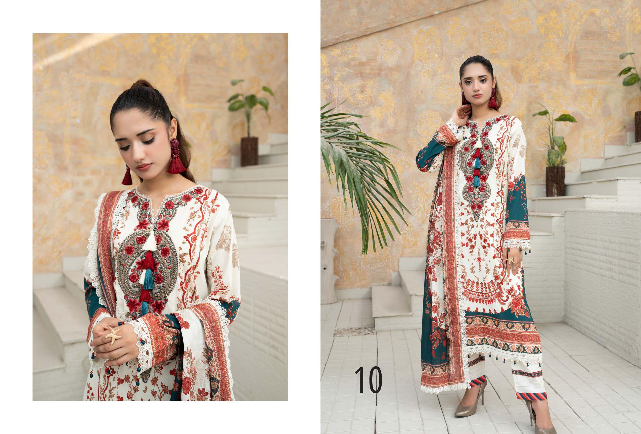 Gul Adhar Aarzoo Printed 3-Piece Premium Lawn ready to wear Suit - Off-White