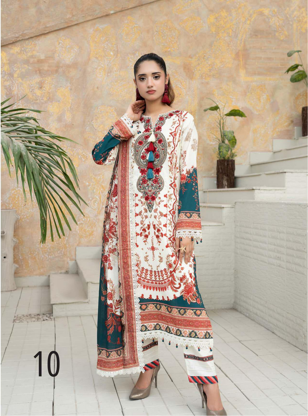 Gul Adhar Aarzoo Printed 3-Piece Premium Lawn ready to wear Suit - Off-White