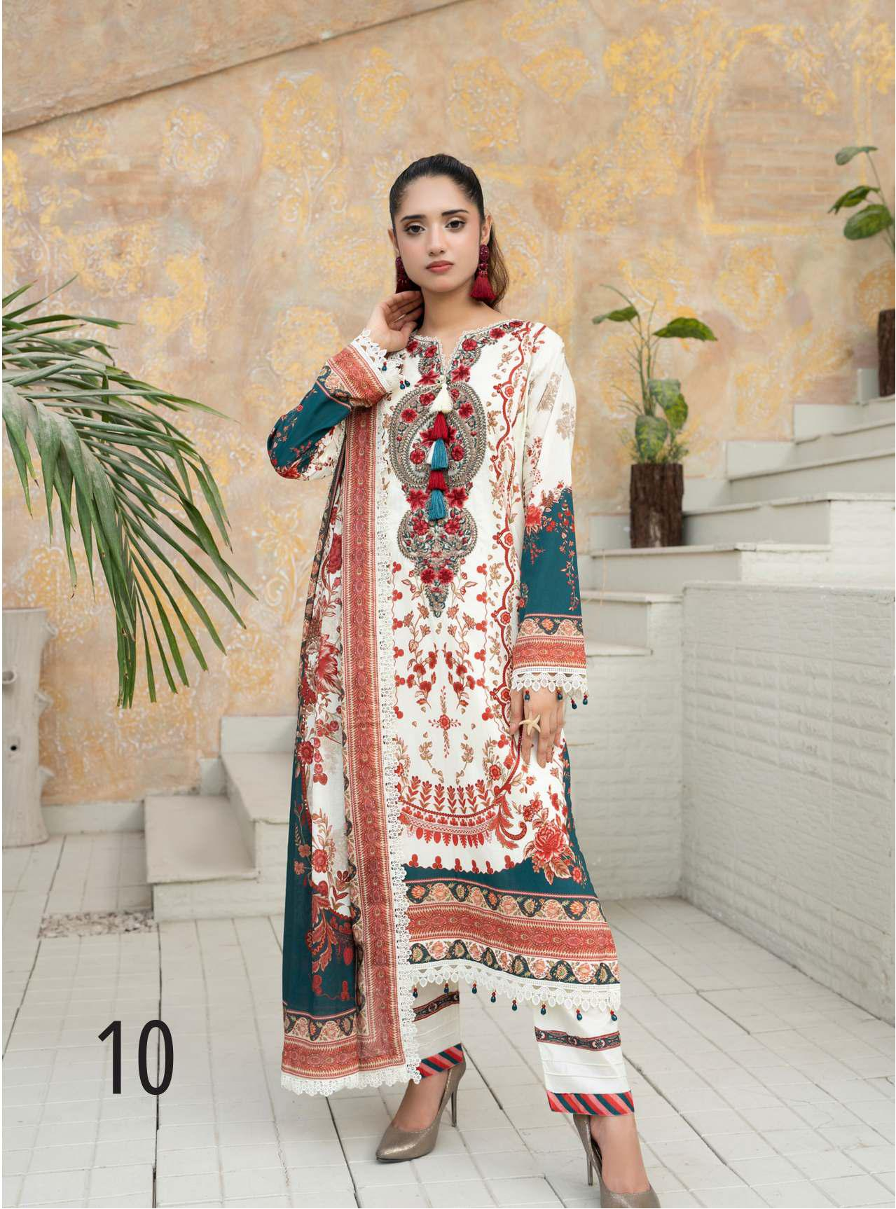Gul Adhar Aarzoo Printed 3-Piece Premium Lawn ready to wear Suit - Off-White