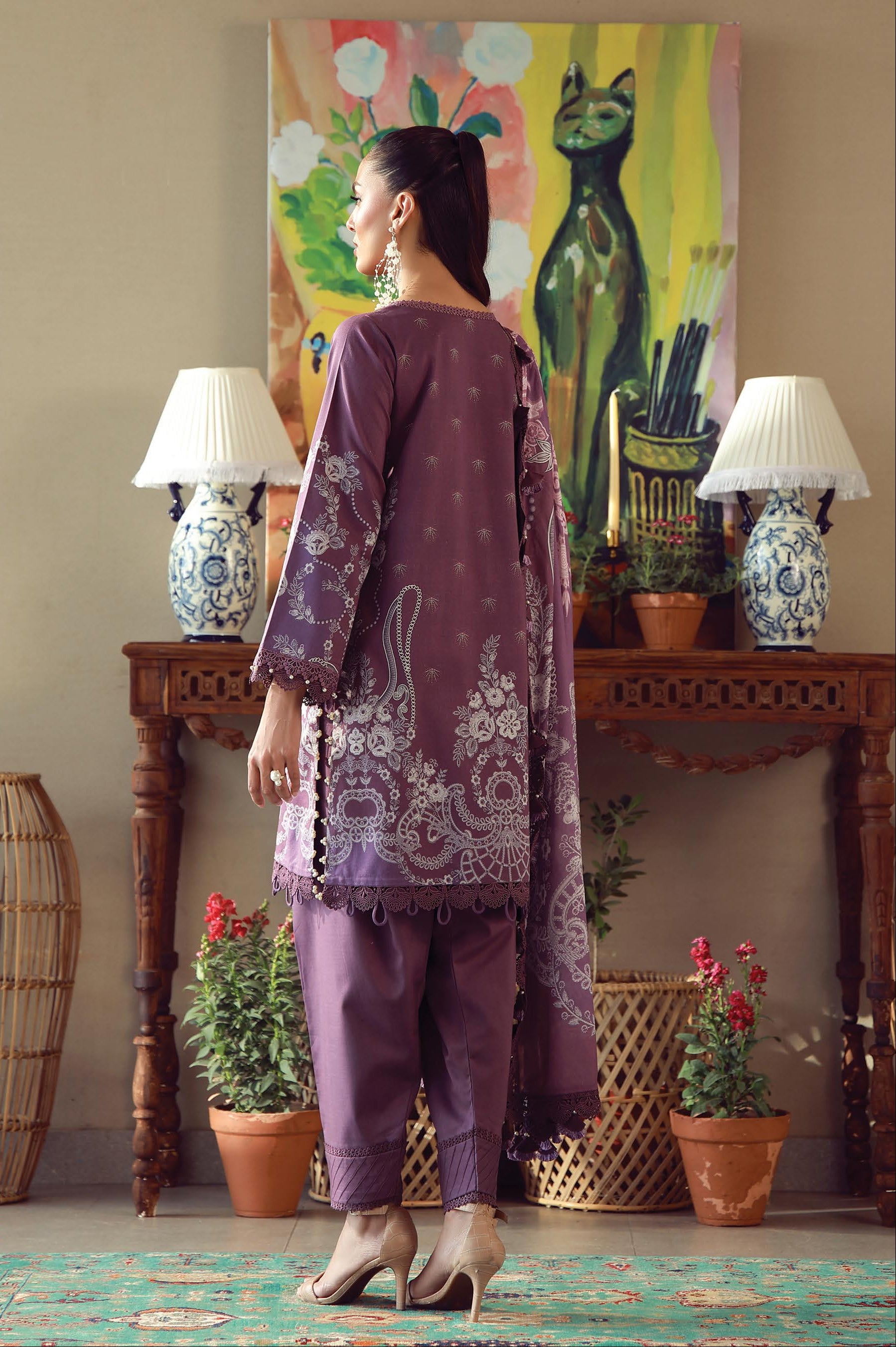 JADE URBANE – Luxury Embroidered Lawn 3-Piece Ready-to-Wear Suit | Plum Purple