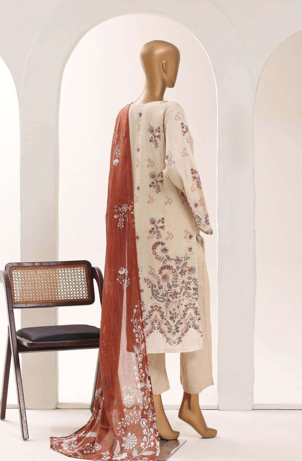 SADABAHAR Printed Lawn 3 Piece Ready-to-Wear Pakistani Suit – Off-White