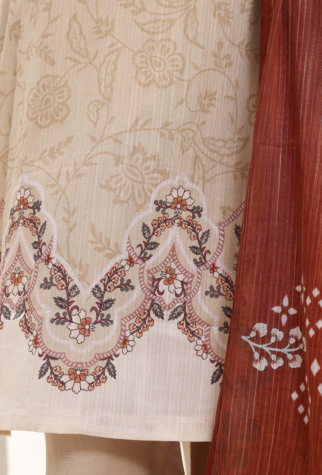 SADABAHAR Printed Lawn 3 Piece Ready-to-Wear Pakistani Suit – Off-White