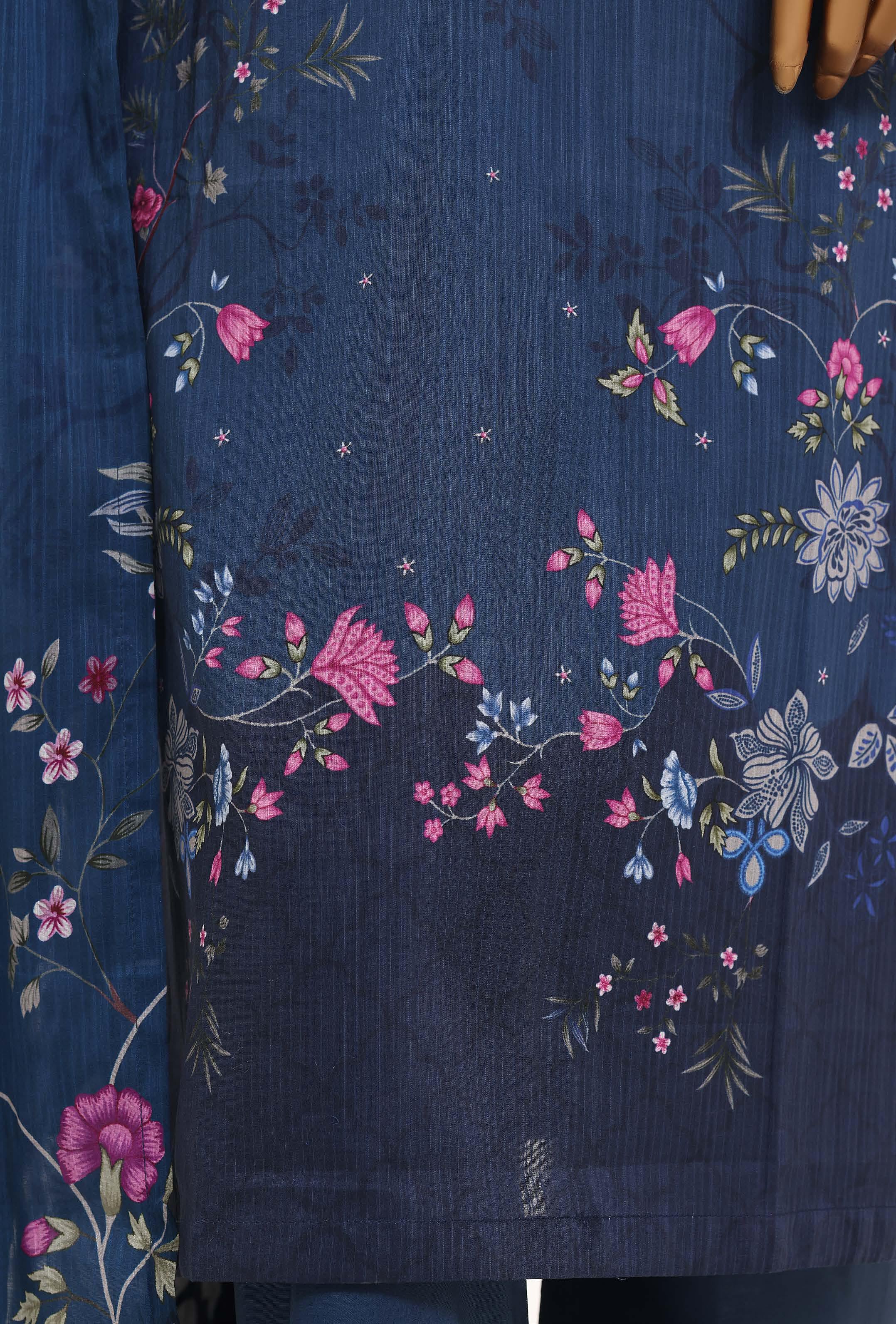 SADABAHAR Printed Lawn 3 Piece Ready-to-Wear Pakistani Suit – Indigo Blue