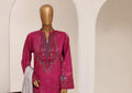 Sadabahar Printed Pret 3-Piece Stitched Lawn Suit with Ice Grey Dupatta - Magenta Berry
