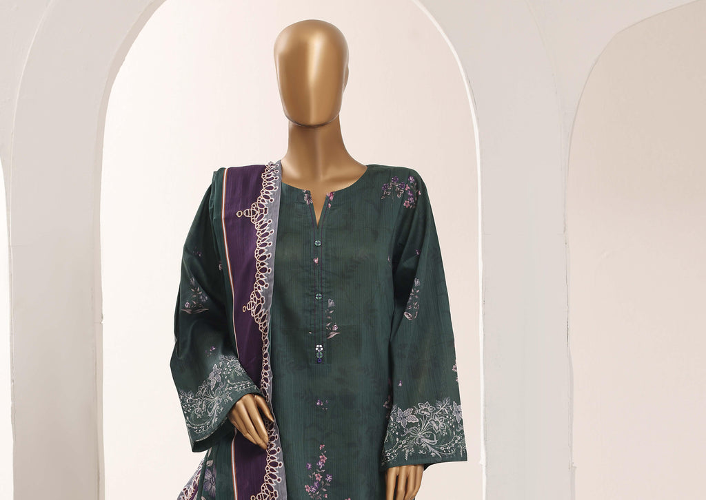SADABAHAR Printed Lawn 3 Piece Ready-to-Wear Pakistani Suit – Pine Green