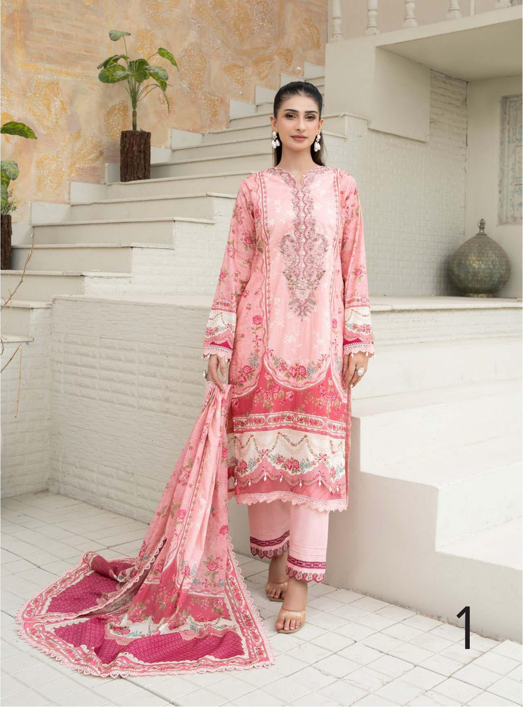 Gul Adhar Aarzoo Embroidered Premium Lawn 3-Piece Suit – Tea Pink & Peach