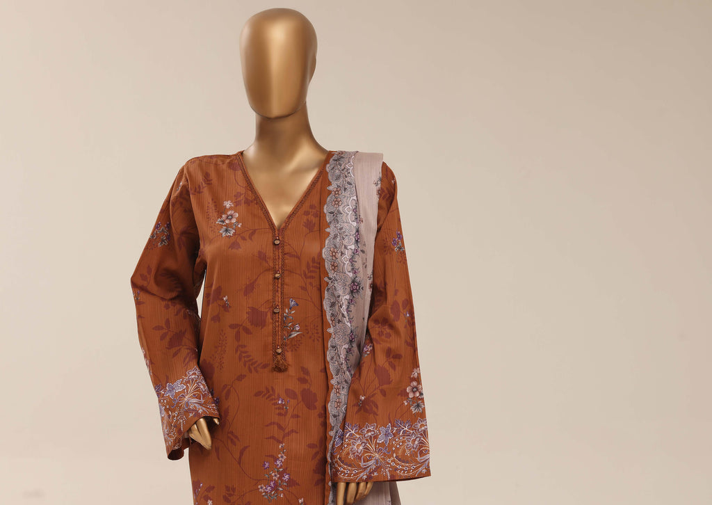 SADABAHAR Printed Lawn 3 Piece Ready-to-Wear Pakistani Suit – Maroon