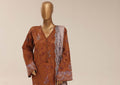 SADABAHAR Printed Lawn 3 Piece Ready-to-Wear Pakistani Suit – Warm Brown