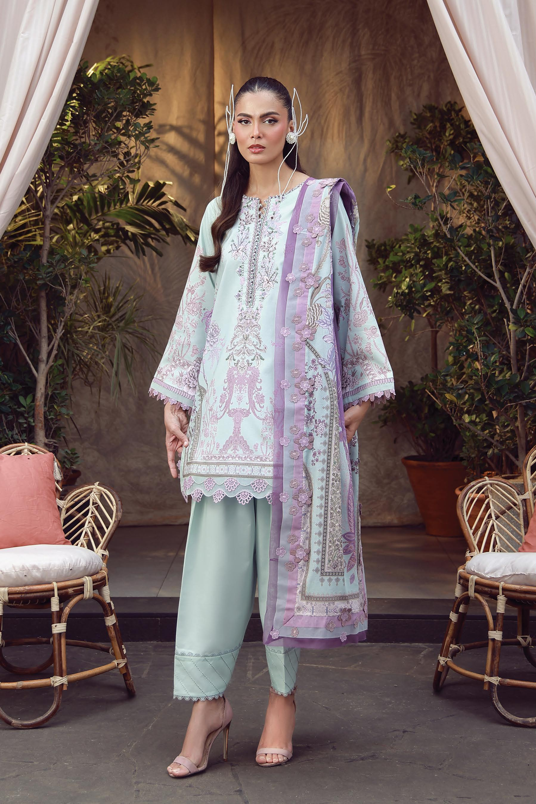 JADE URBANE – Luxury Embroidered Lawn 3-Piece Ready-to-Wear Suit | Sea Green