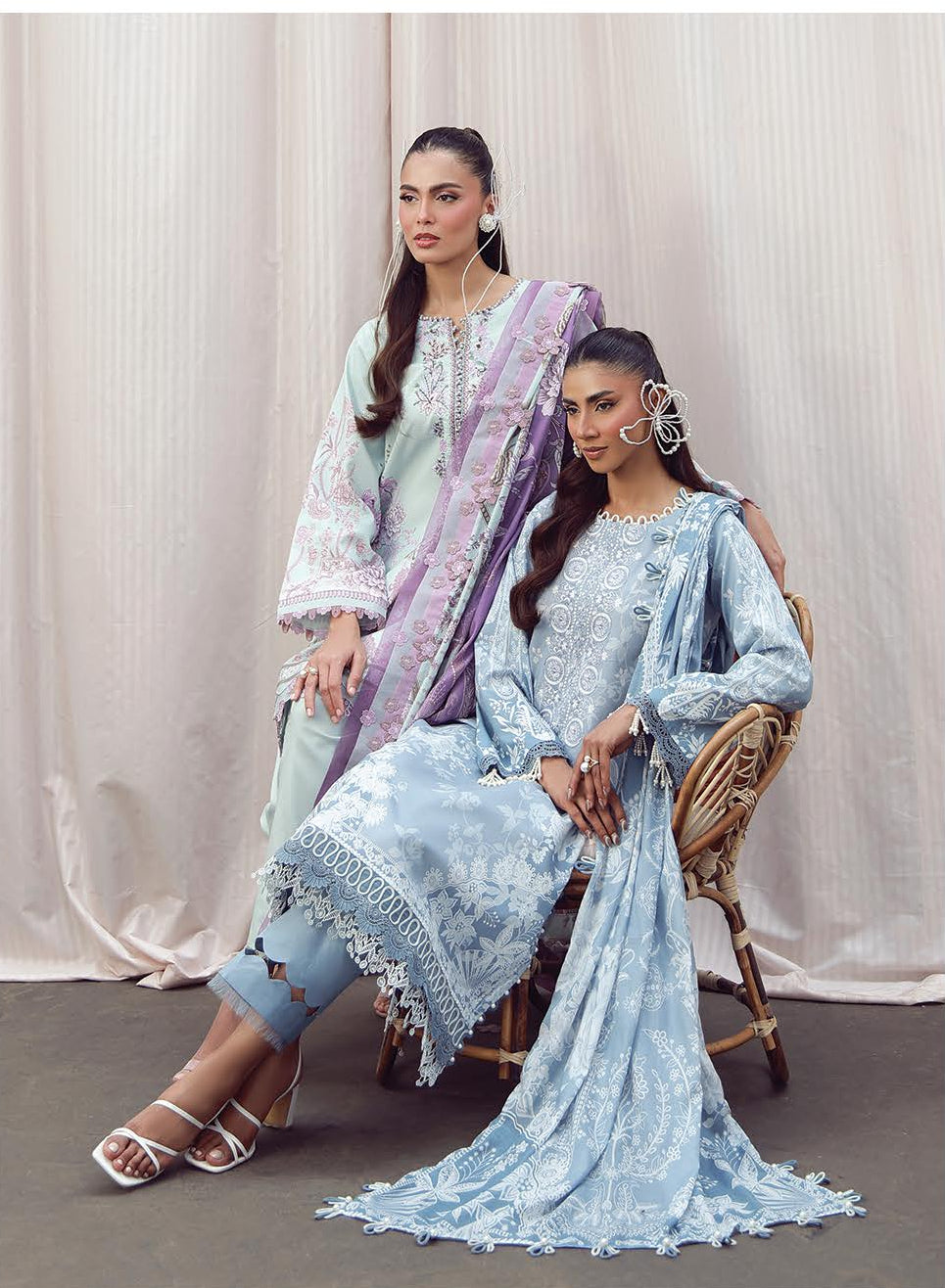 JADE URBANE – Luxury Embroidered Lawn 3-Piece Ready-to-Wear Suit | Ice Blue