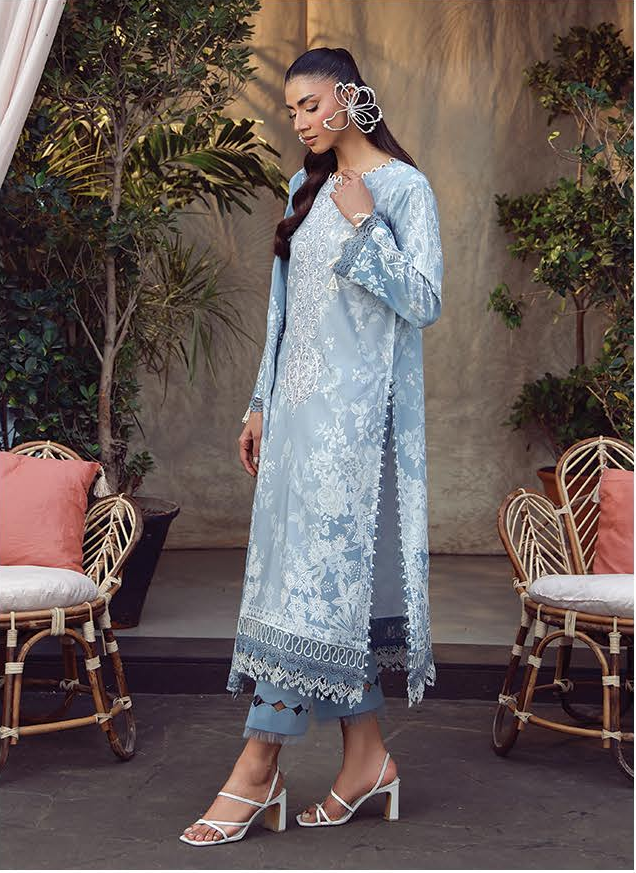 JADE URBANE – Luxury Embroidered Lawn 3-Piece Ready-to-Wear Suit | Ice Blue