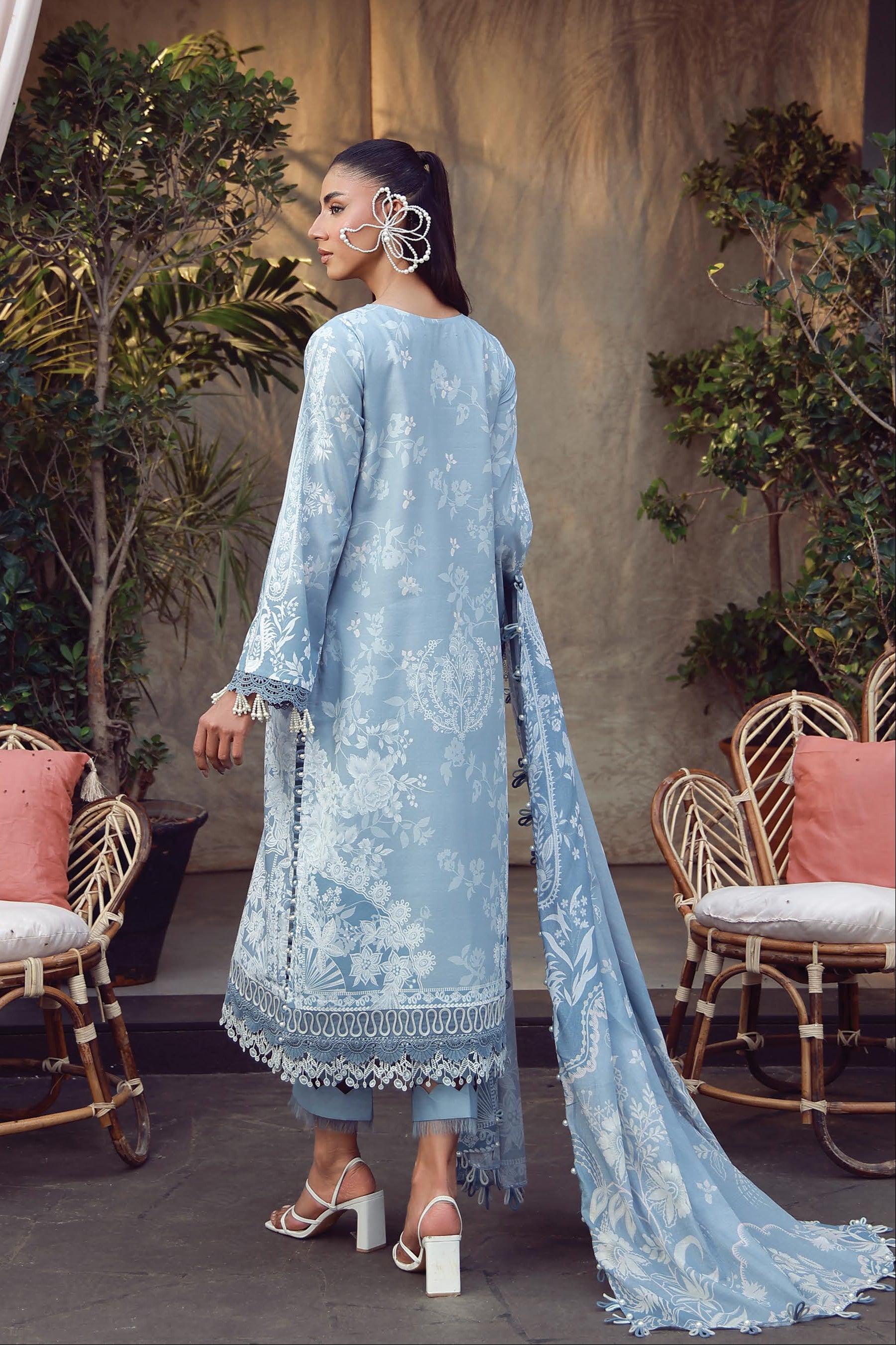 JADE URBANE – Luxury Embroidered Lawn 3-Piece Ready-to-Wear Suit | Ice Blue