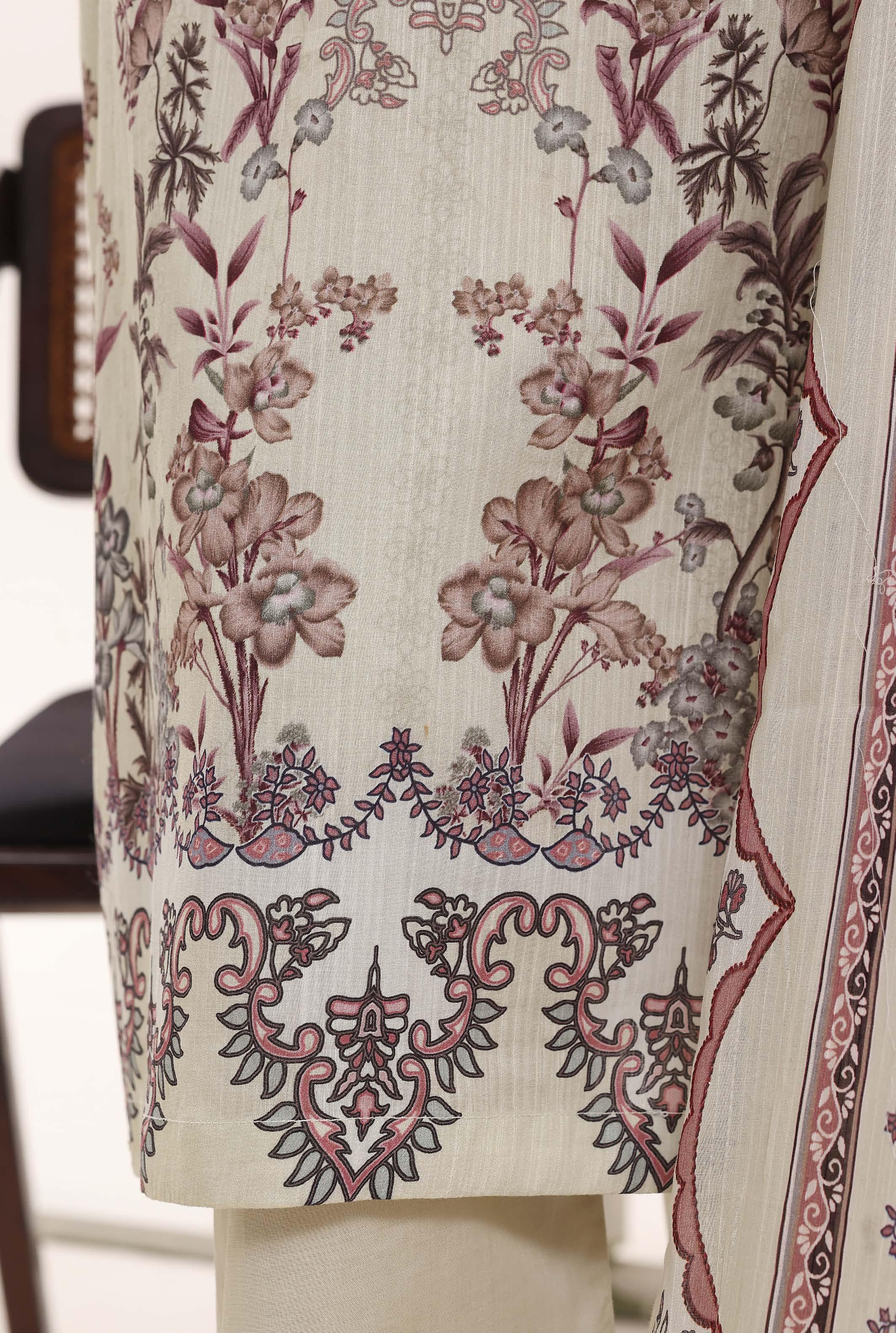SADABAHAR Printed Lawn 3 Piece Ready-to-Wear Pakistani Suit – Ivory