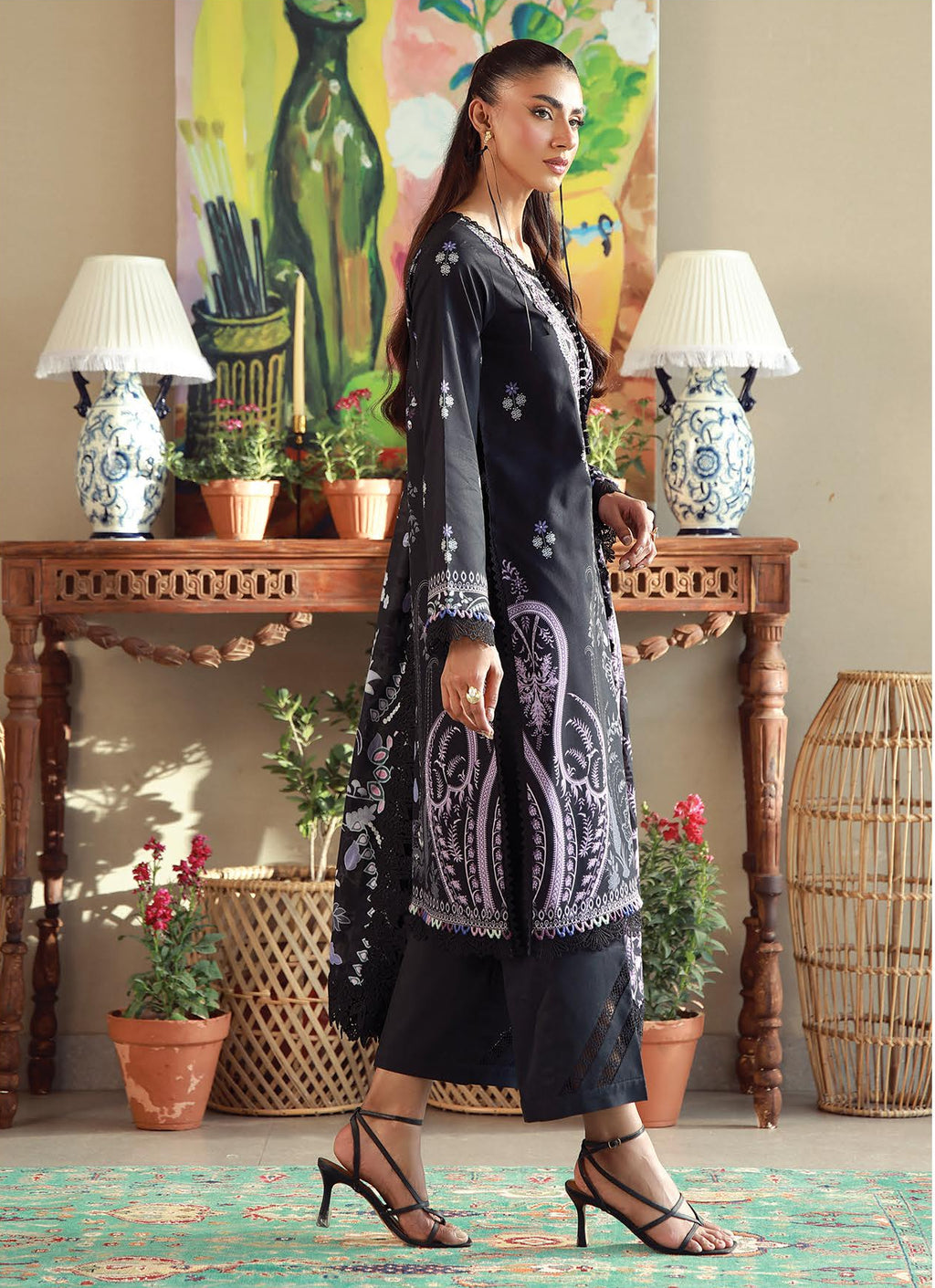 JADE URBANE – Luxury Embroidered Lawn 3-Piece Ready-to-Wear Suit | Black