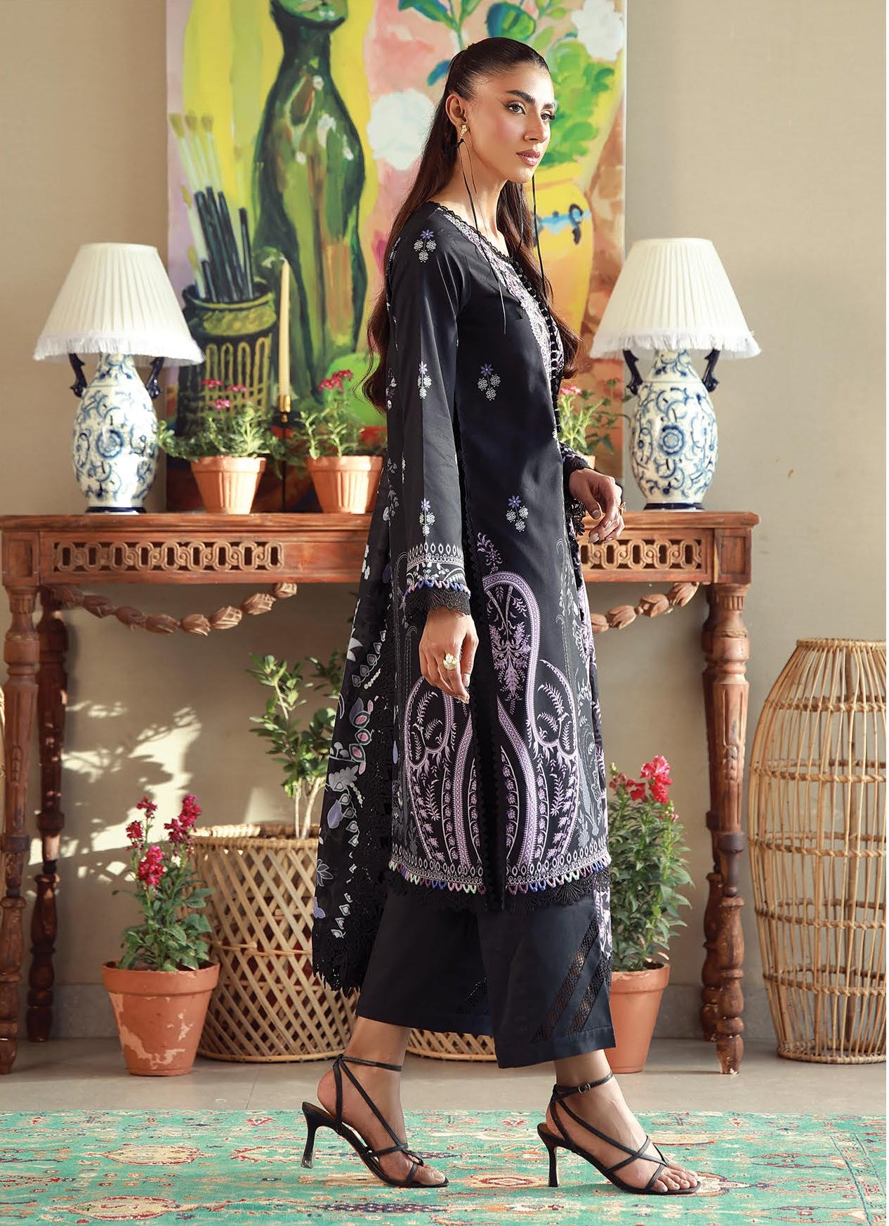 JADE URBANE – Luxury Embroidered Lawn 3-Piece Ready-to-Wear Suit | Black