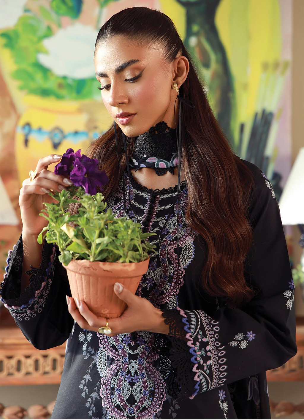 JADE URBANE – Luxury Embroidered Lawn 3-Piece Ready-to-Wear Suit | Black
