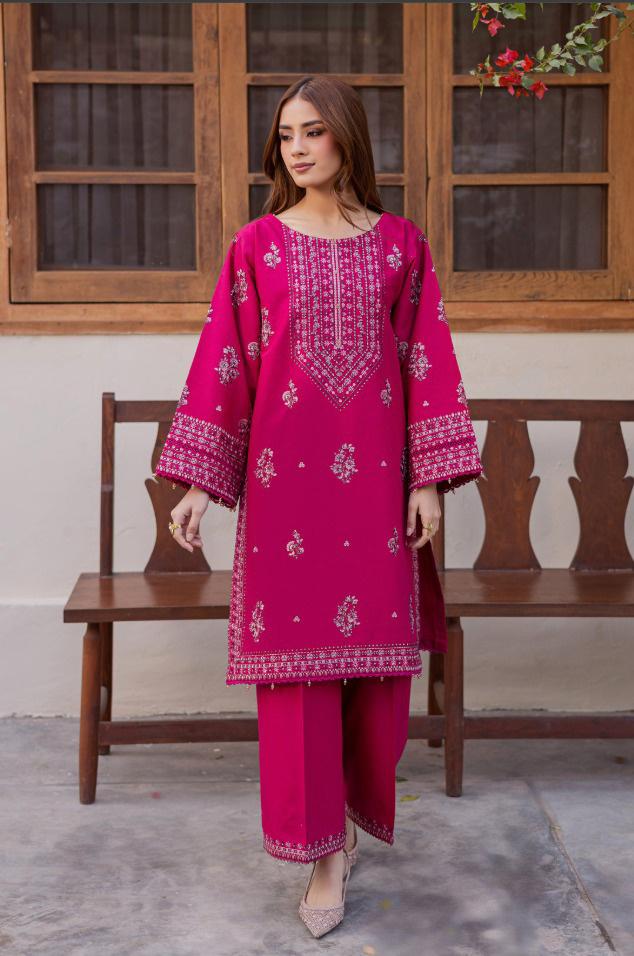 Gulposh by Misbah Jahan Ara Premium Embroidered 2-Piece Suit in Sangria Maroon