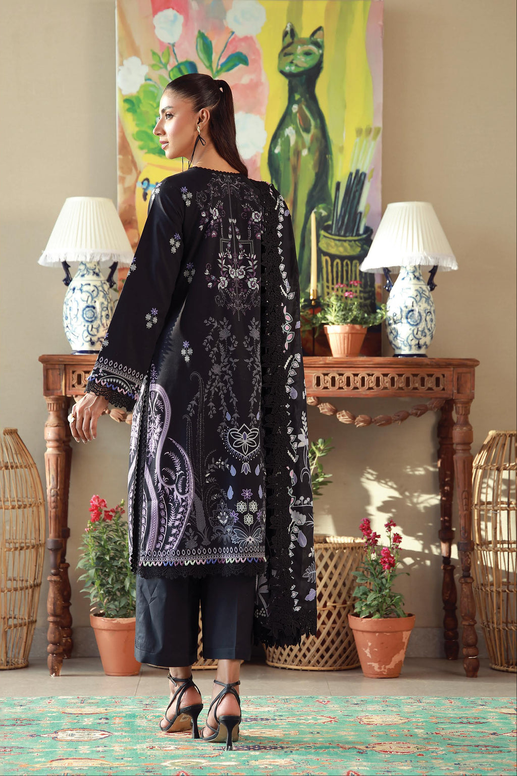 JADE URBANE – Luxury Embroidered Lawn 3-Piece Ready-to-Wear Suit | Black