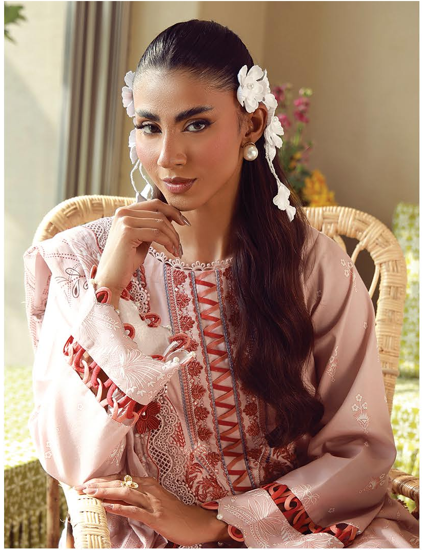 JADE URBANE – Luxury Embroidered Lawn 3-Piece Ready-to-Wear Suit | Baby Pink