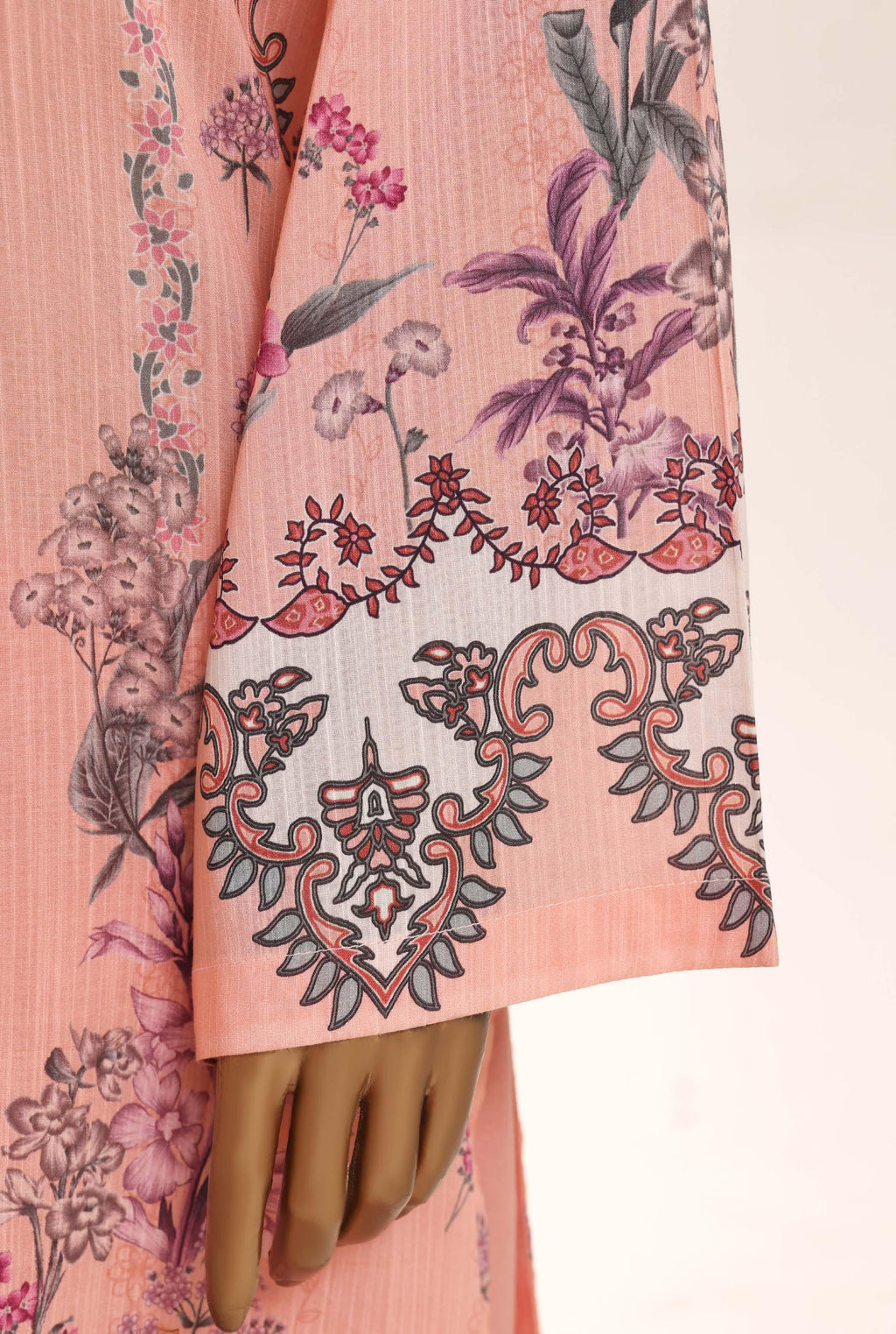 SADABAHAR Printed Lawn 3 Piece Ready-to-Wear Pakistani Suit – Peach