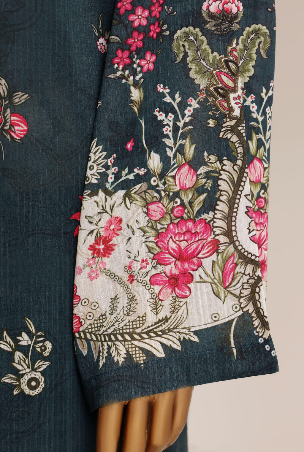 Sadabahar Printed Pret 3-Piece Stitched Lawn Suit with Matching Dupatta - Teal Indigo