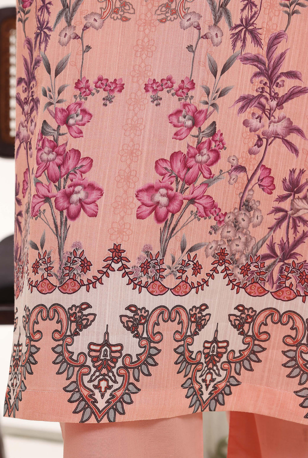SADABAHAR Printed Lawn 3 Piece Ready-to-Wear Pakistani Suit – Peach