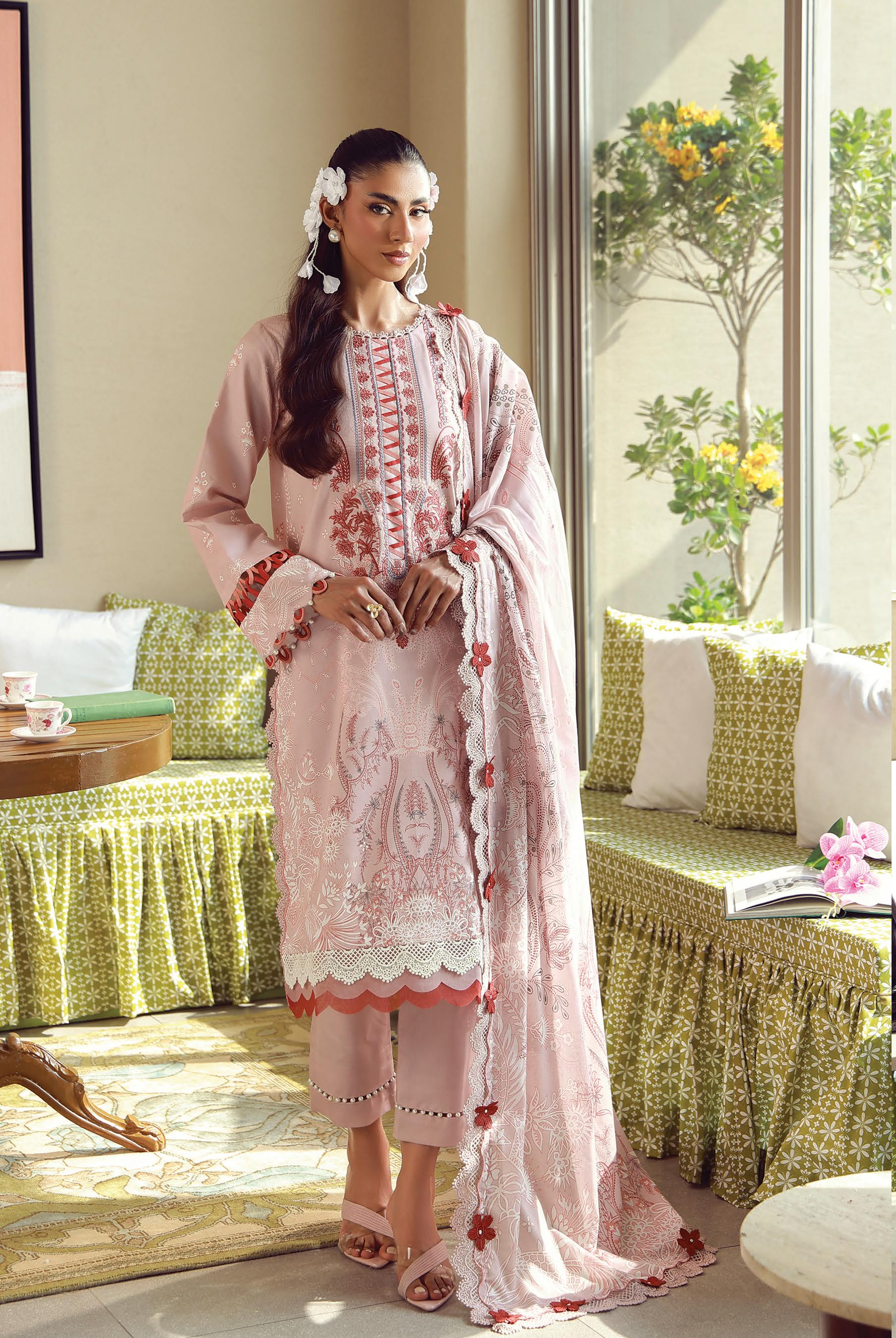 JADE URBANE – Luxury Embroidered Lawn 3-Piece Ready-to-Wear Suit | Baby Pink