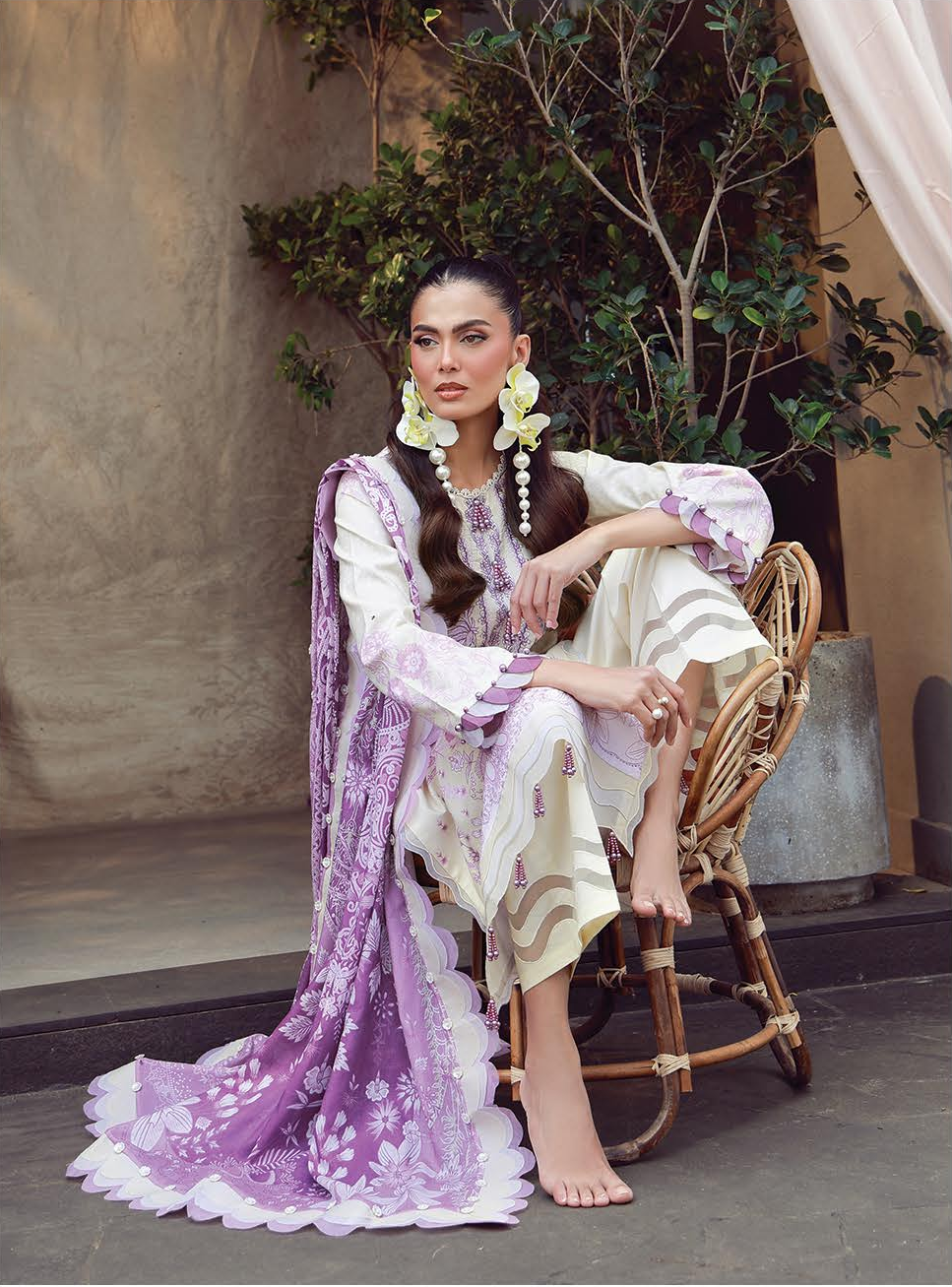 JADE URBANE – Luxury Embroidered Lawn 3-Piece Ready-to-Wear Suit | Ivory Lilac