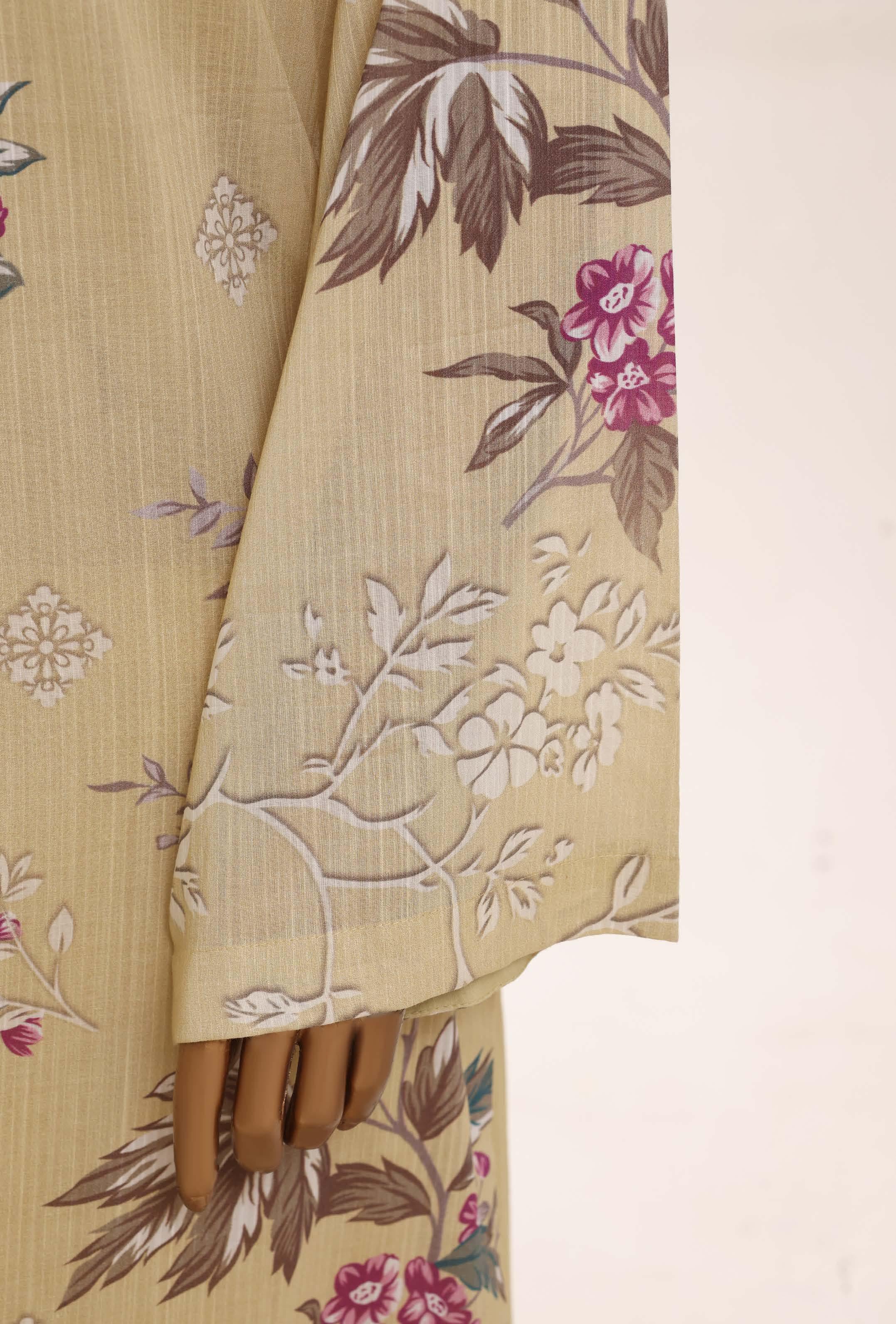 SADABAHAR Printed Lawn 3 Piece Ready-to-Wear Pakistani Suit – Yellow Beige