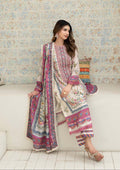 Gul Adhar Aarzoo Embroidered Premium Lawn 3-Piece Suit – Beige & Fuchsia Pink
