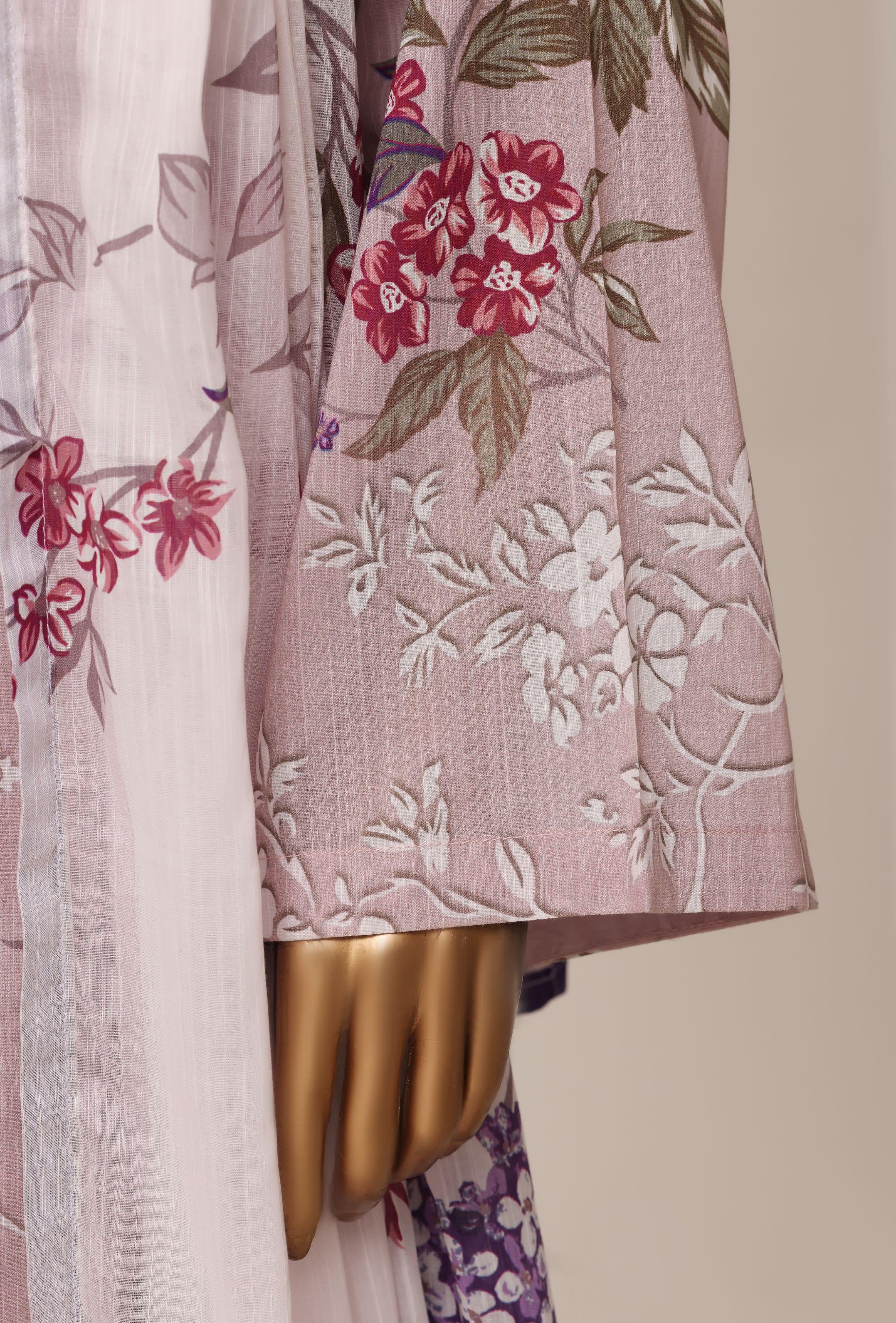 Sadabahar Printed Pret 3-Piece Stitched Lawn Suit with Floral Dupatta - Pastel Lilac