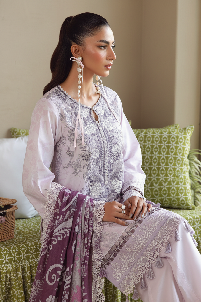JADE URBANE – Luxury Embroidered Lawn 3-Piece Ready-to-Wear Suit | Soft Pink Mauve