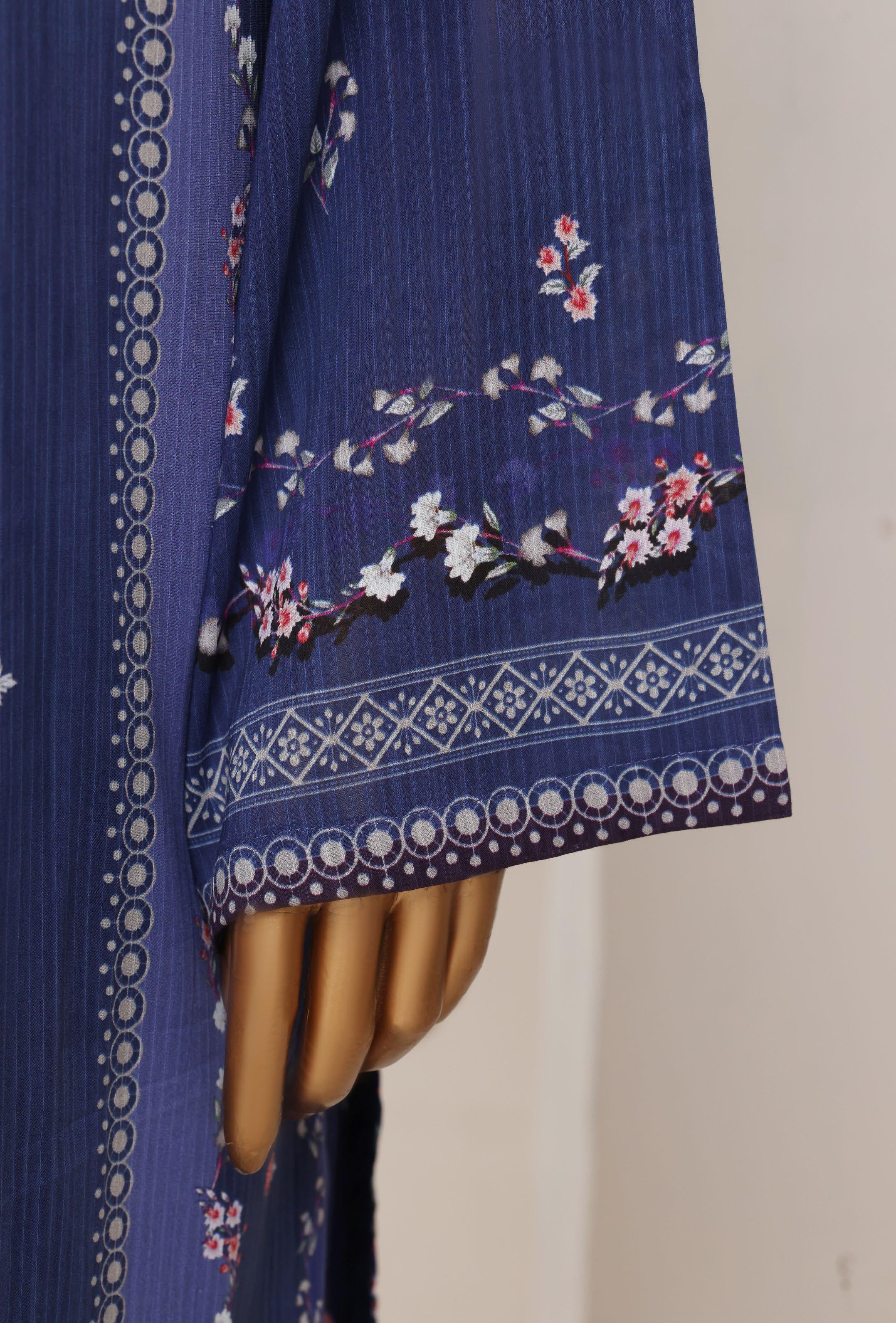 Sadabahar Printed Pret 3-Piece Stitched Lawn Suit with Monochromatic Dupatta - Royal Indigo