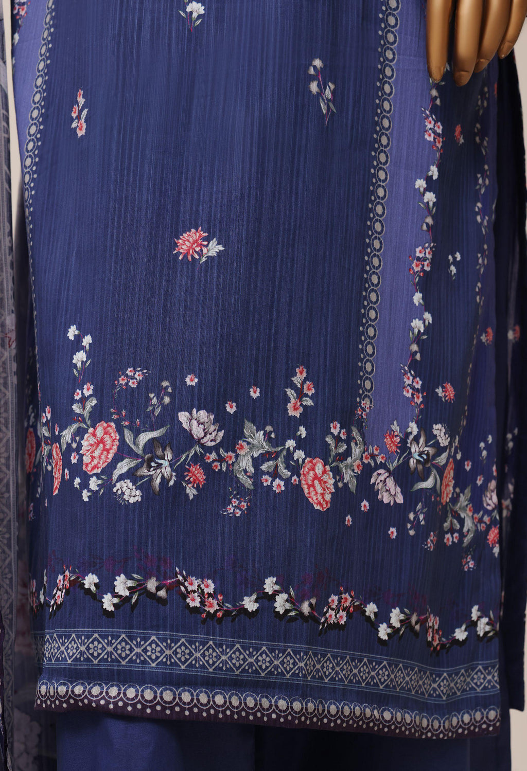 Sadabahar Printed Pret 3-Piece Stitched Lawn Suit with Monochromatic Dupatta - Royal Indigo